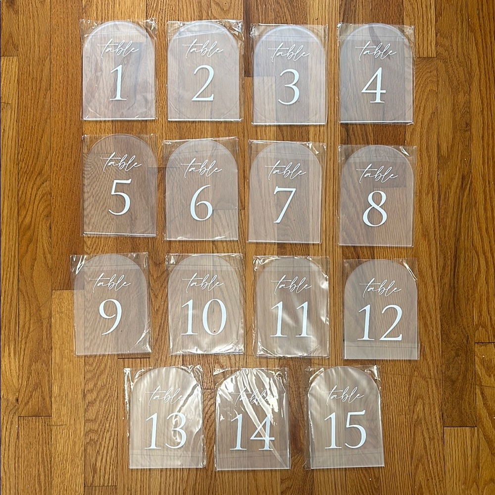 Frosted Acrylic Table Numbers 1-15